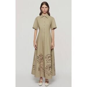 CLEA AnnaLise Shirt Dress in Pale/Olive Green NWT Size Small